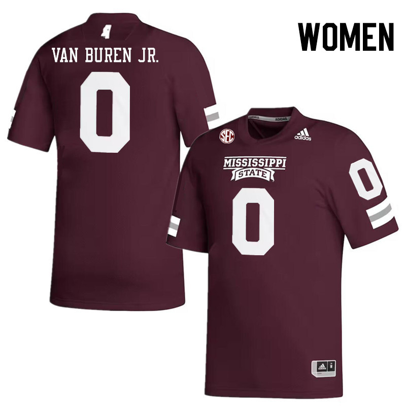 Women #0 Michael Van Buren Jr. Mississippi State Bulldogs College Football Jerseys Stitched-Maroon